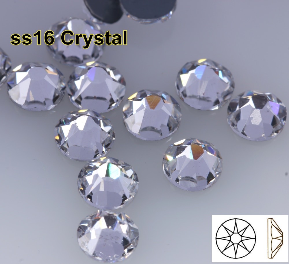 1440 stks/partij, AAA Facted (8 grote 8 kleine) ss16 (3.8-4.0mm) Crystal Iron op Hotfix Steentjes