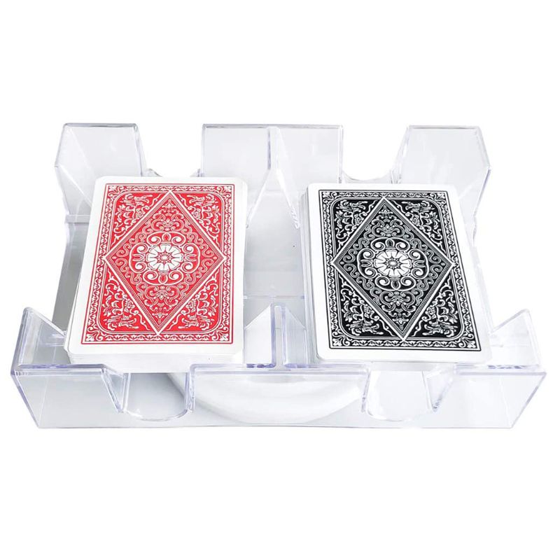2/6 dæk roterende spillekortbakke gennemsigtig pokerkortboks casino festspil
