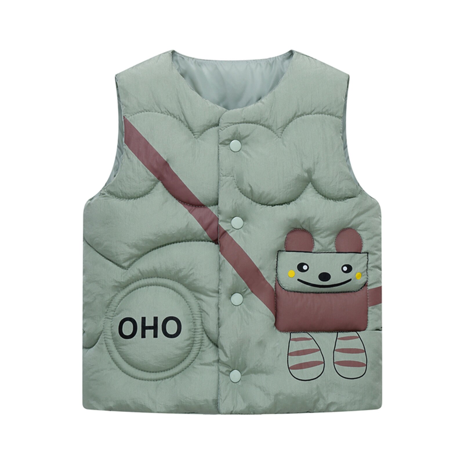 Peuter Jongen Meisje Vesten Mouwloze Winter Jas Voor Meisje Cartoon Outdoor Vest Uitloper Kids Kleding Outfits: green / 3T