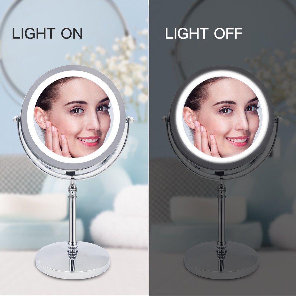 LED Lights Makeup Mirror 5X Desktop Vanity Mirror Double Sided Backlit Cosmetic Mirrors