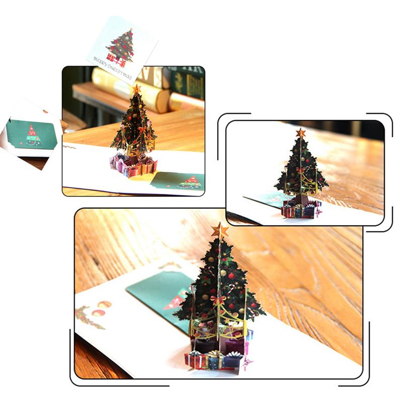 1pcs 3D Popup Greeting Cards Christmas Tree Post Card Card For Birthday Christmas Valentine' Day Party Wedding Decoration