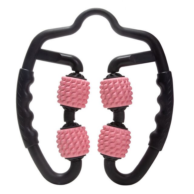 Massagerulle u form triggerpunkt för arm ben nacke muskelvävnad midja fett för fitness gym yoga pilates sport 4 hjul: Rosa