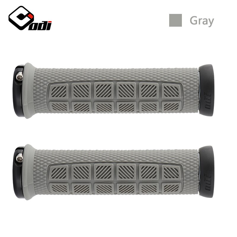 ODI Grips Aluminum Alloy Lock Ring Mountain Bike Grips Silicon Bicycle Handlebar Grip Shock Absorber MTB Bike Handle Bar Part: Model-1-Gray