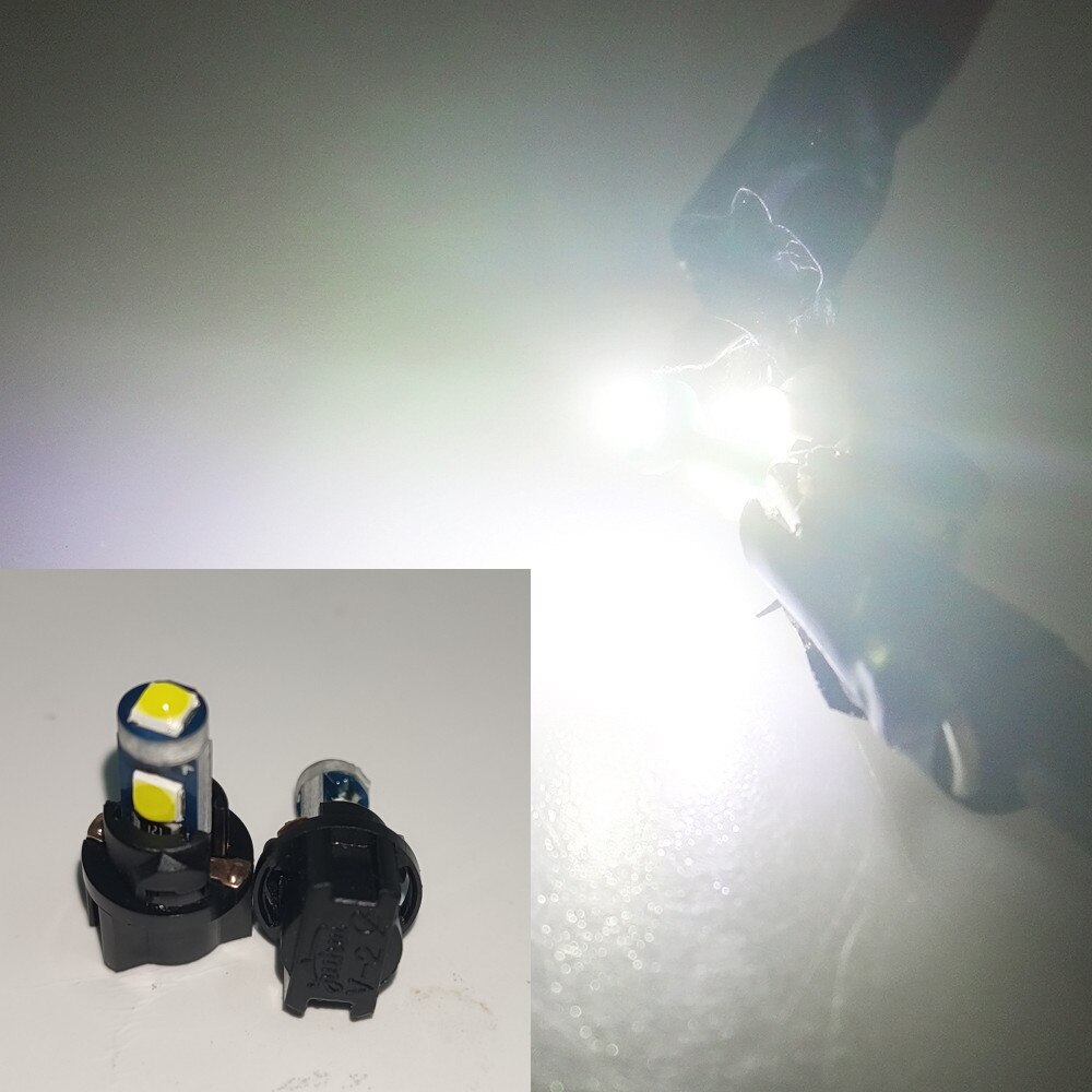 Ampoule led T5 B8.5 B8.5D 3030-3SMD, 20 pièces, indicateur de jauge, lumières intérieur du tableau de bord, lampe latérale, dc 12v: (T5)White