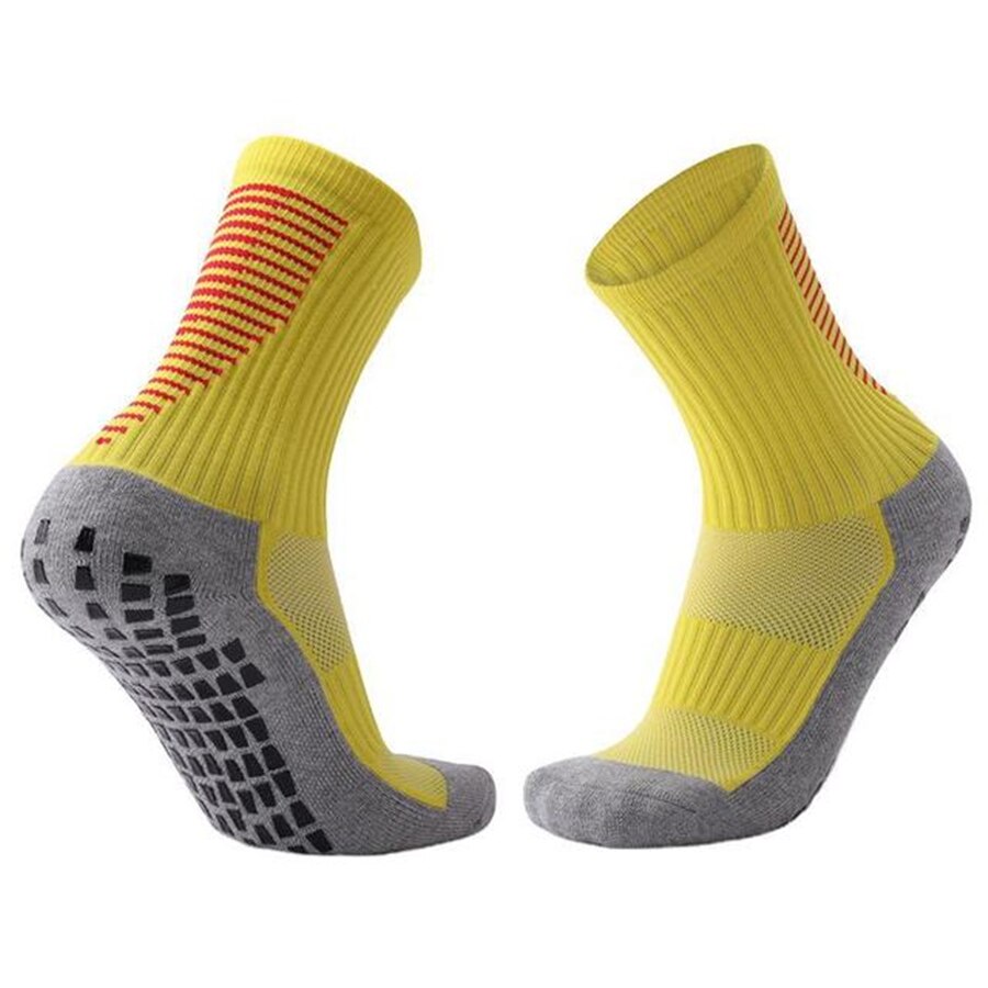 Calcetines antideslizantes de fútbol profesionales, transpirables, para baloncesto, fitness, gimnasio, circulación, adultos: YELLOW
