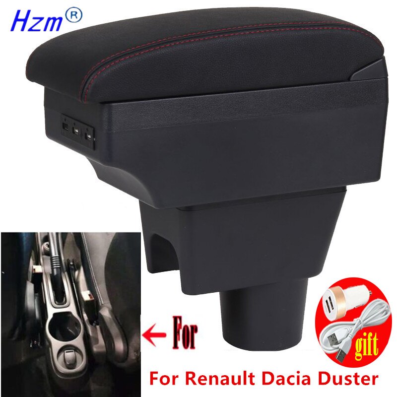 For Renault Duster Armrest For Dacia Duster Car Armrest box Center Storage box car accessories Interior With USB LED
