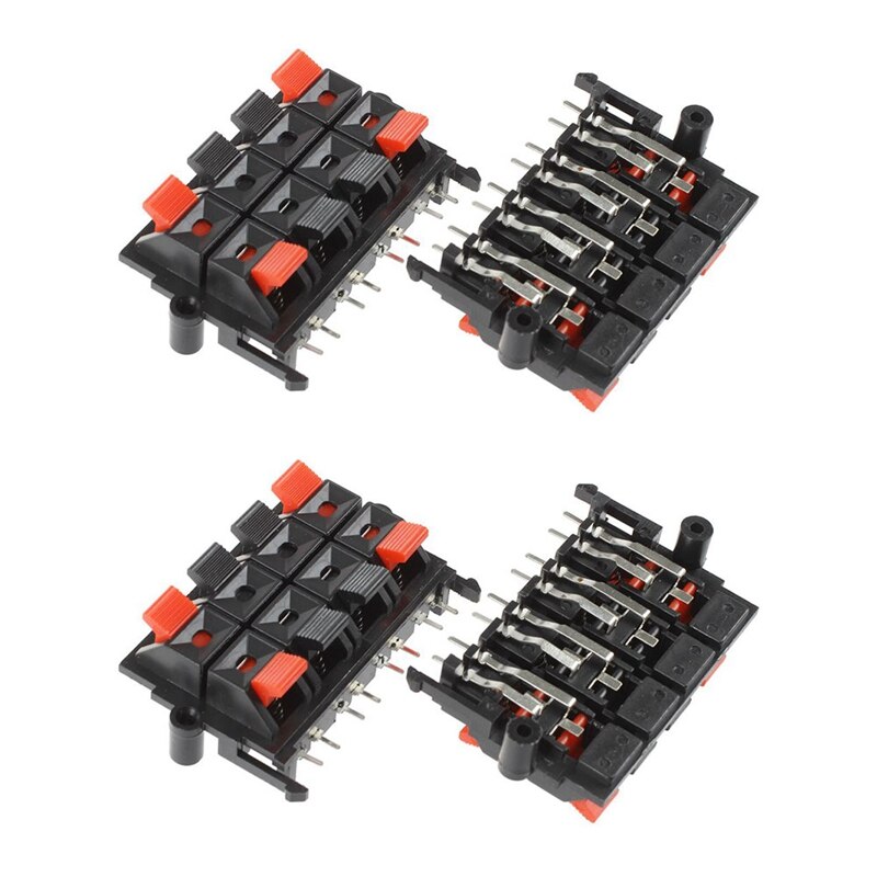 4Pcs 64X40x20mm 8 Positions Push In Jack Spring Load Speaker Terminals: Default Title