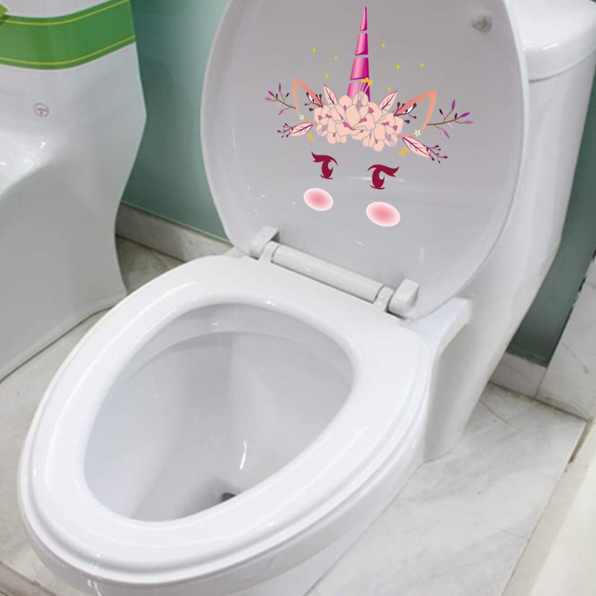 Cartoon Unicorn Toilet Stickers Waterproof Wall Sticker Home Bathroom WC Decoration Decals Diy Funny Vinyl Mural Art: B