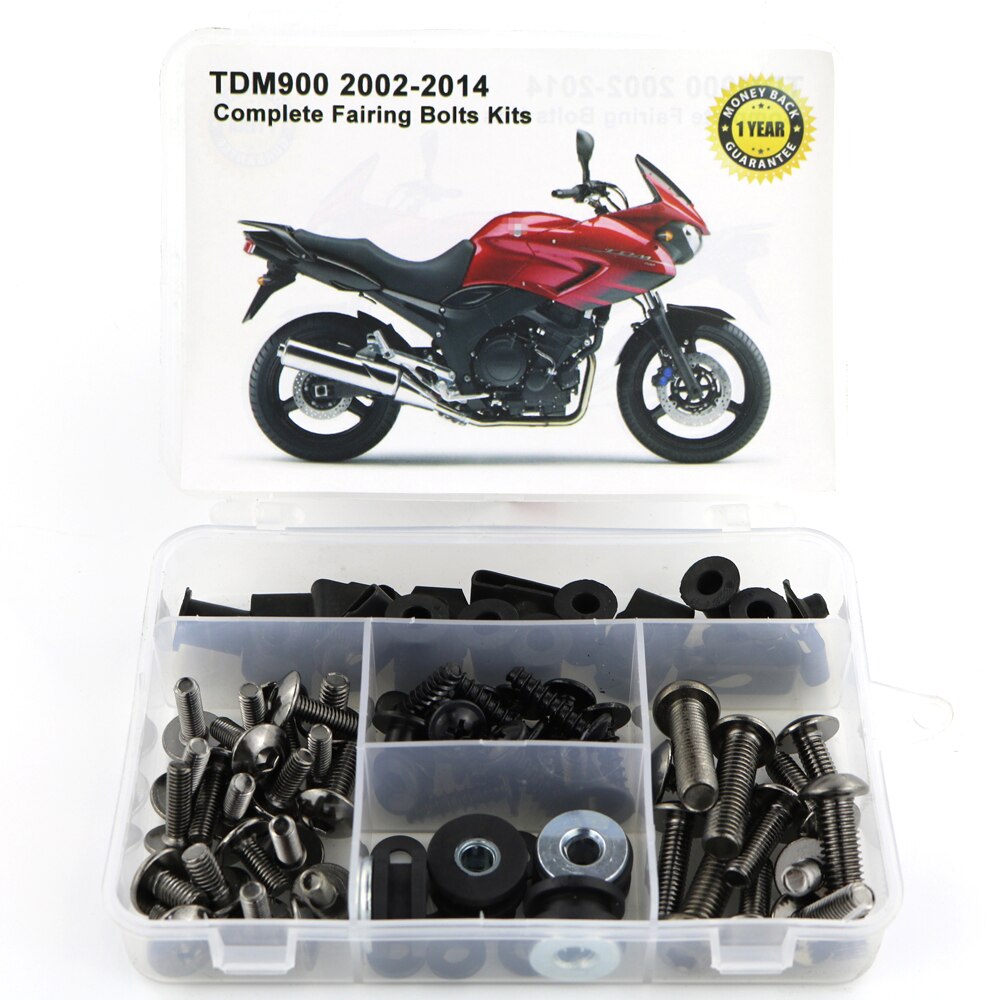 Para yamaha tdm900 tdm 900 2002-2014 motocicleta completa carenagem parafusos kit clipes de carenagem corpo parafusos porcas aço: CINZA