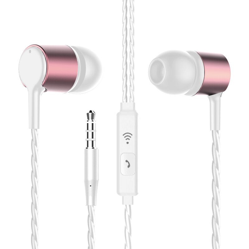 Sport Earphone Wired Super Bass 3.5mm Crack Earphone Earbud with Microphone Hands Free for Samsung: Pink