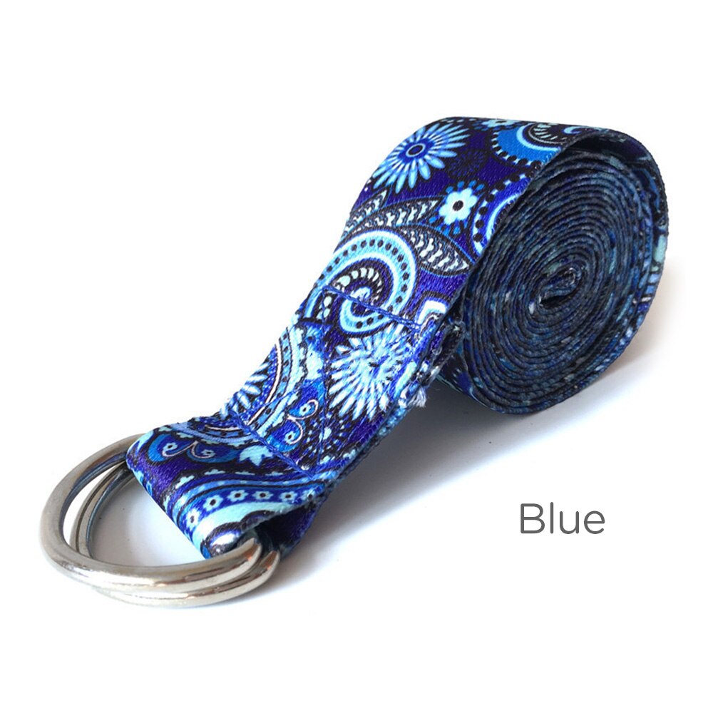 Ceinture de Yoga élastique à motif de couleur, confortable et Durable, exercice de Fitness, corde de Fitness, accessoires auxiliaires de Fitness: Bleu