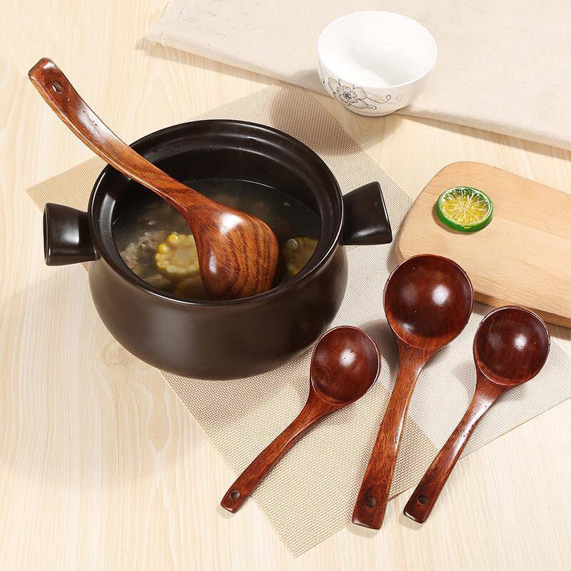1PC Japanese Style Natural Wood Spoon Soup Ladle Wooden Cooking Scoop Spoon Catering Tableware Wooden Kitchen Utensils MF 002