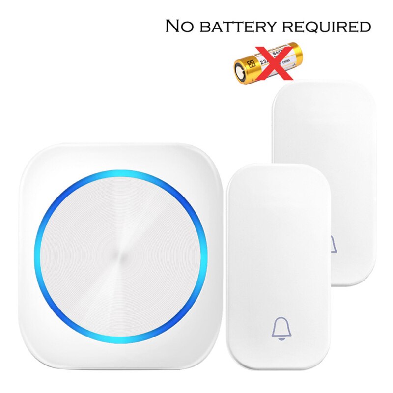 Doorbell Self Powered Waterproof Wireless DoorBell Door Bell Night Light No Battery EU Plug Smart Home 1 2 Button 1 2 Receiver
