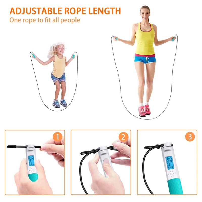 Springtouw Met Calorie Teller Digitale Springtouw Fitness Met Gewogen Handgrepen Verstelbare Lengte Springen Touw