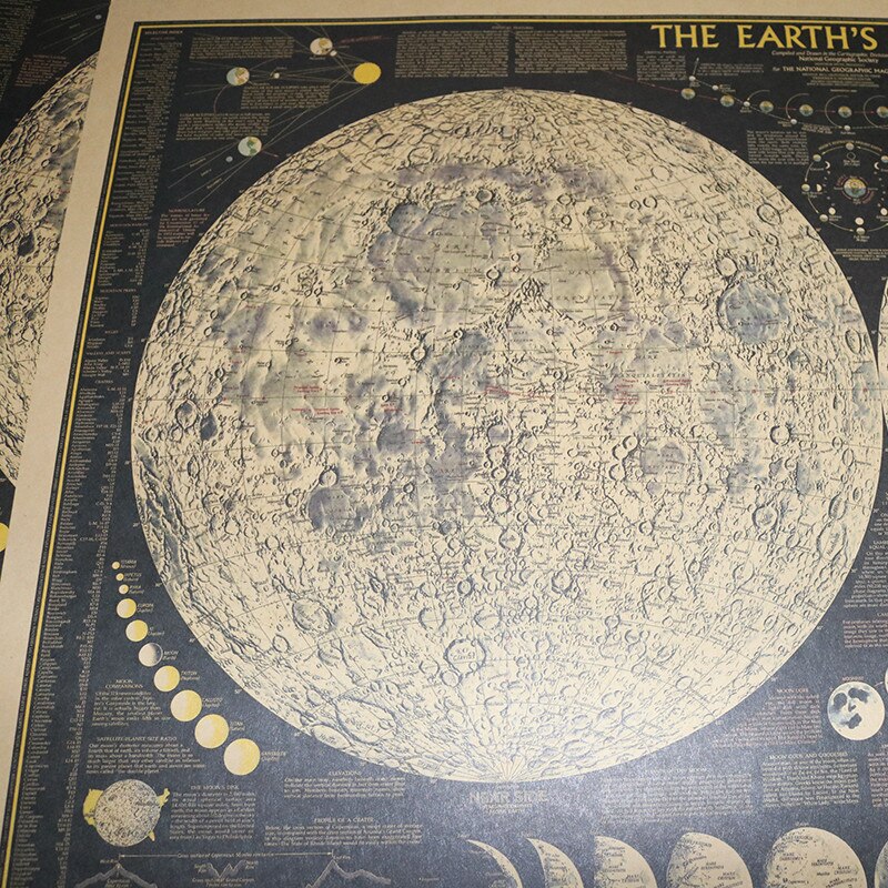 20 st månkarta 72.5*48cm retro månyta topografisk karta affisch väggdekor tapeter heminredning inredning
