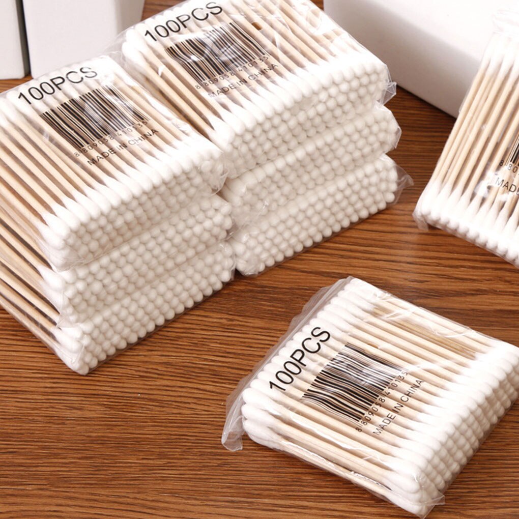 200PCS Double-headed Cotton Swab Stick Baby Sanitary Cotton Swab Cleansing Makeup Stick