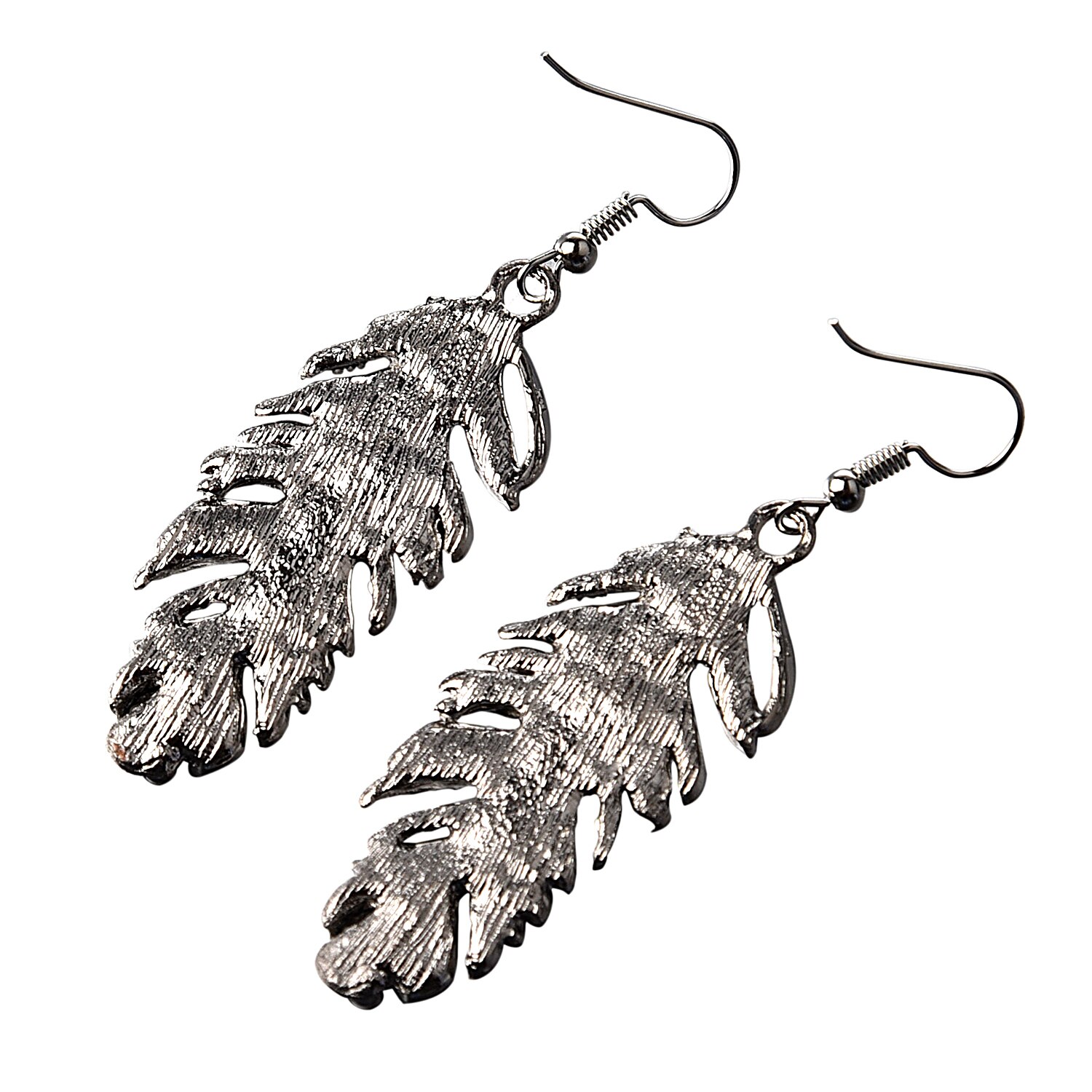 Earrings for Woman Crystal Feather Silver