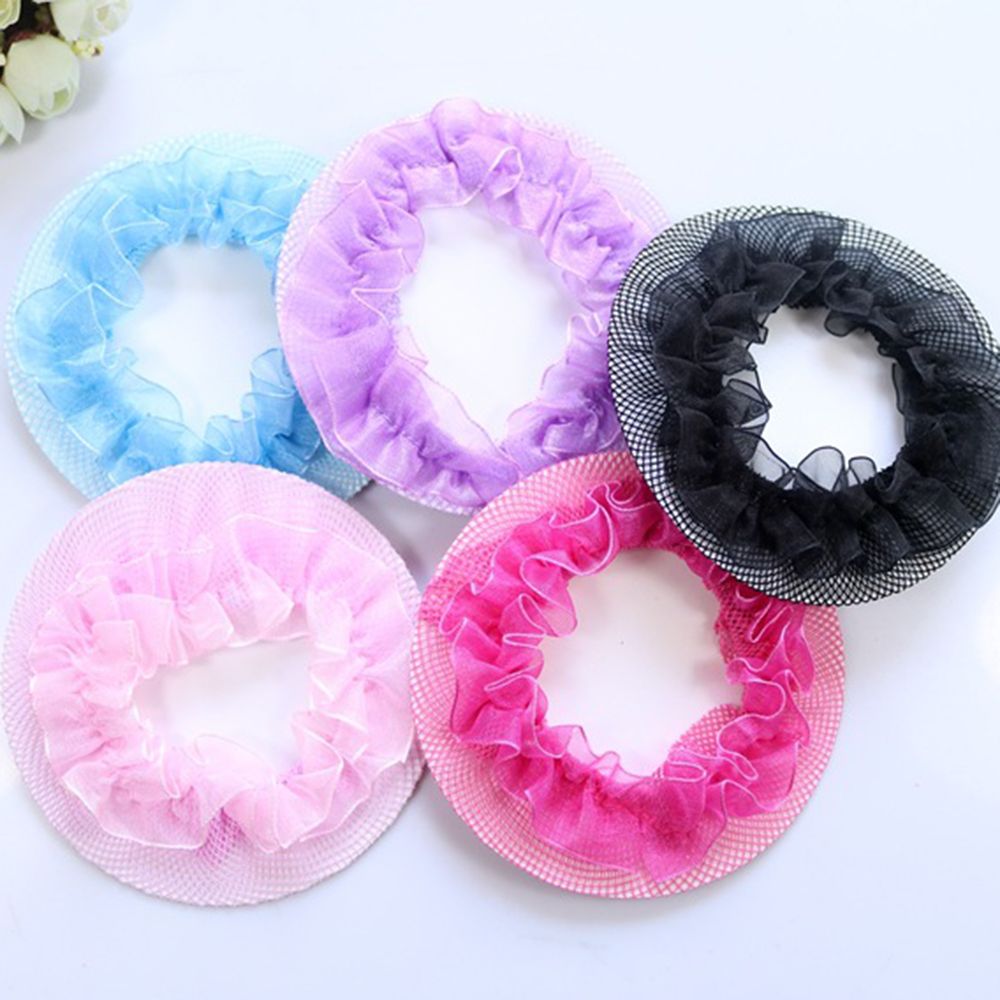 Cute Girls' Flower Bun Hair Nets for Dancers Kids' Bun Net Bun Cover Hair Accessories Dancewear Hair Styling Accessory