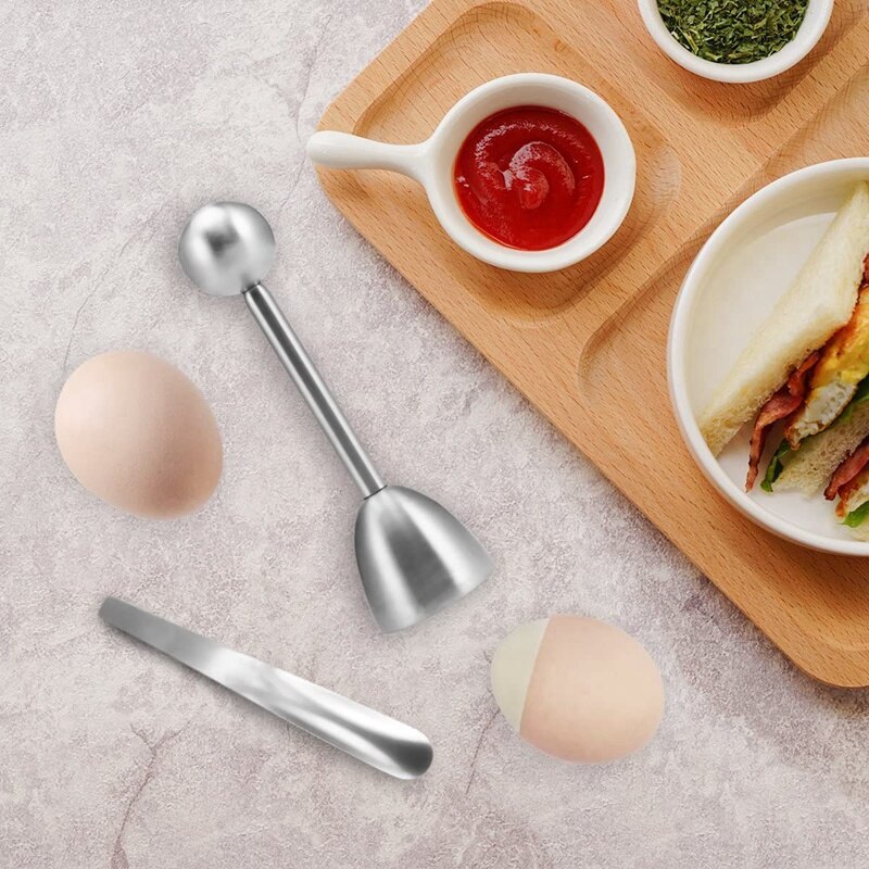 Egg Topper,Egg Cutter,Egg Cracker for Hard & Soft Boiled Eggs,Egg Cutter Topper with Spoon,Stainless Steel Kitchen Gadgets