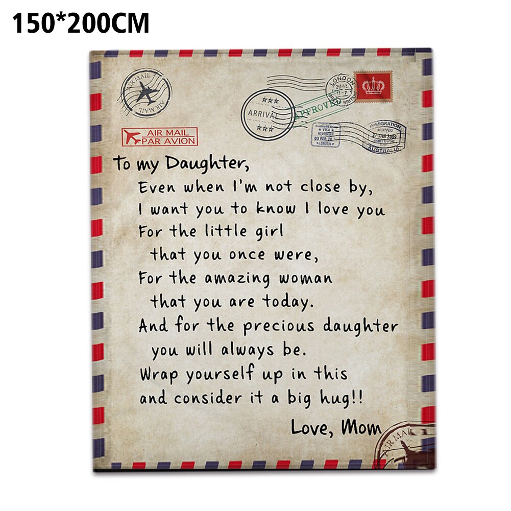 Deken voor op de slaapbank voor mijn dochter vintage liefdesbrief luchtpost reisbedrukking woondecoratie ansichtkaart zachte flanel: A005 / 150200cm