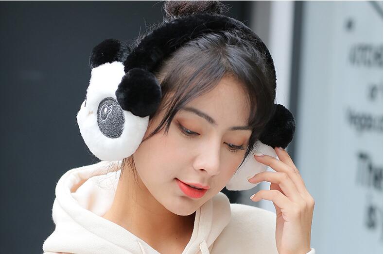 Cache-oreilles Panda mignon, forme d'oreille, , blanc