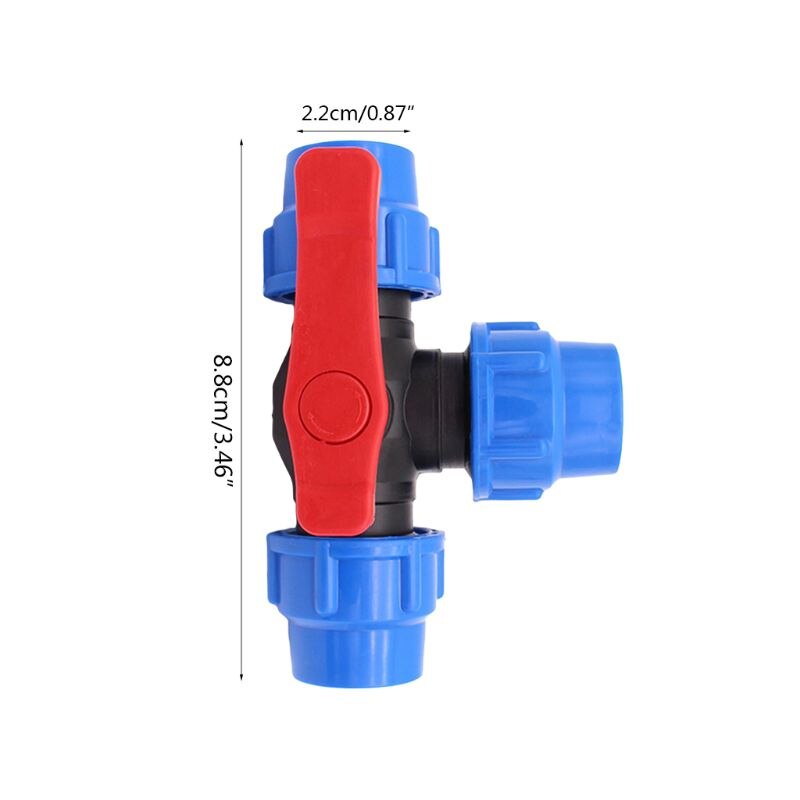 PE three-way quick connect valve plastic valve T-type valve inner diameter 20/25/32mm quick connect plastic three-way valve: Blue A