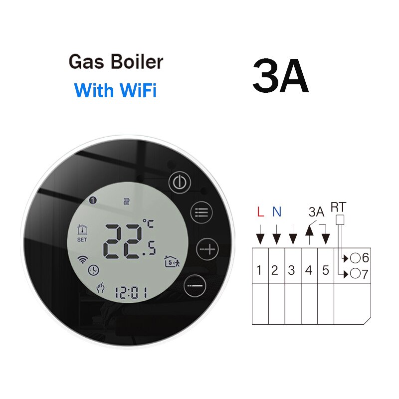 WiFi Smart Thermostat Temperature Controller Electric Floor Heating TRV Water Gas Boiler Remote Control byTuya Alexa Google Home: WIFI-X7GC / Black