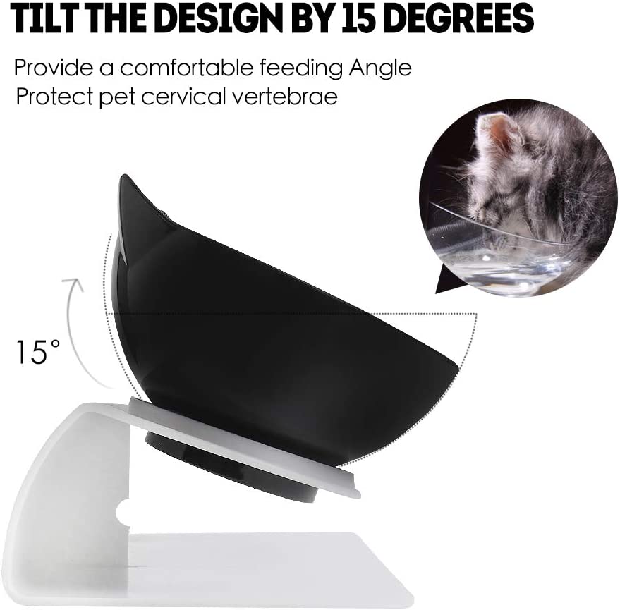 Non slip Double Cat Bowl with Raised Stand Pet Food Cat feeder Protect Cervical Vertebra Dog bowl Transparent Pet Products