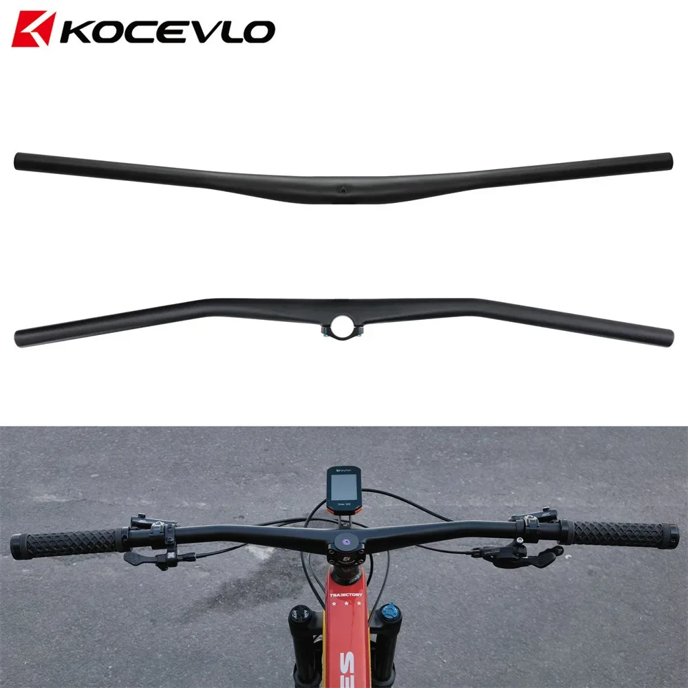 KOCEVLO Manillar integrado de bicicleta de cross AM de fibra de carbono, manillar XC para bicicleta de montaña MTB con soporte para computadora, mango de bicicleta de 800 mm