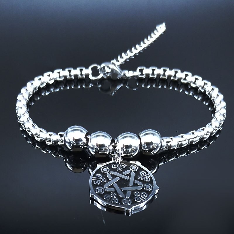 2022 Lotus Edelstahl Manschette Armbinde für Frauen Silber Farbe Armreif Armbänder Schmuck Armbinde acier B18336: M Stern