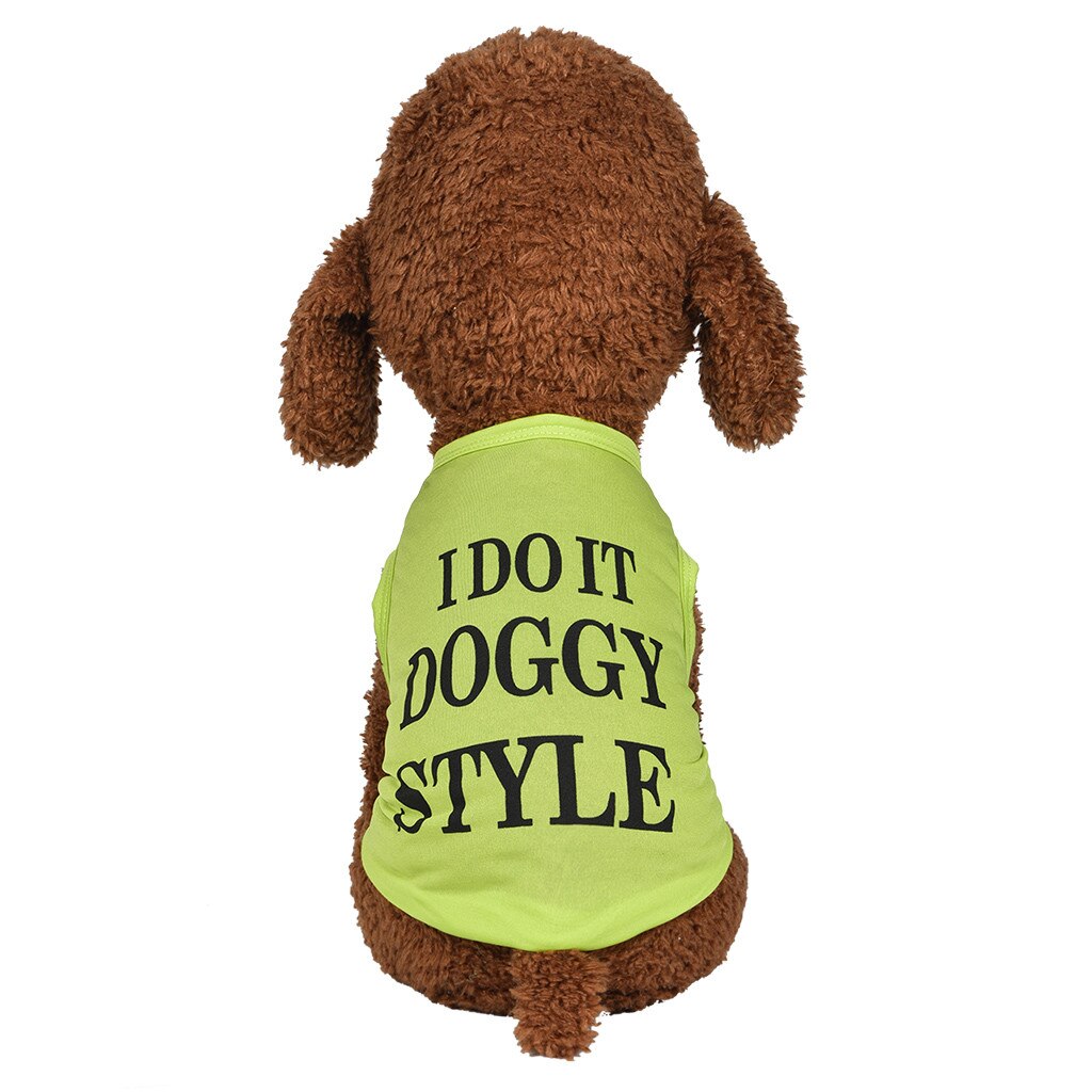 Huisdier Vest Zomer Ademend Comfortabele Mode Tekst Afdrukken Hond Kat Kleding Brief Ubranka Dla Yorka # Een: XS / GREEN