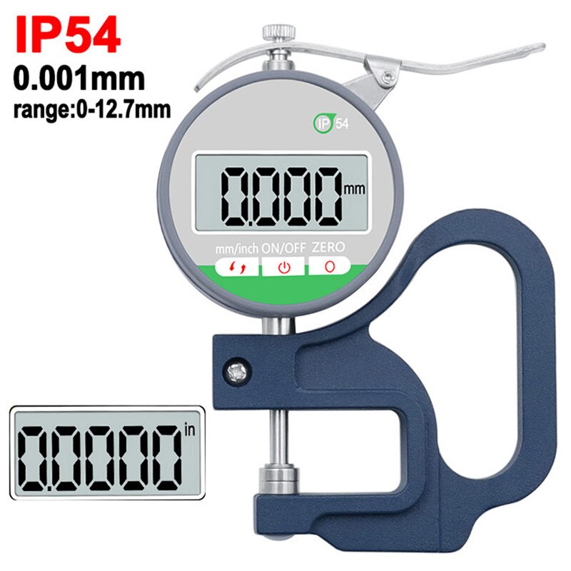 Fashion0.001mm High Accuracy Electronic IP54 Thickness Gauge PressKeys Digital Micrometer Oil-Proof Thickness Meter