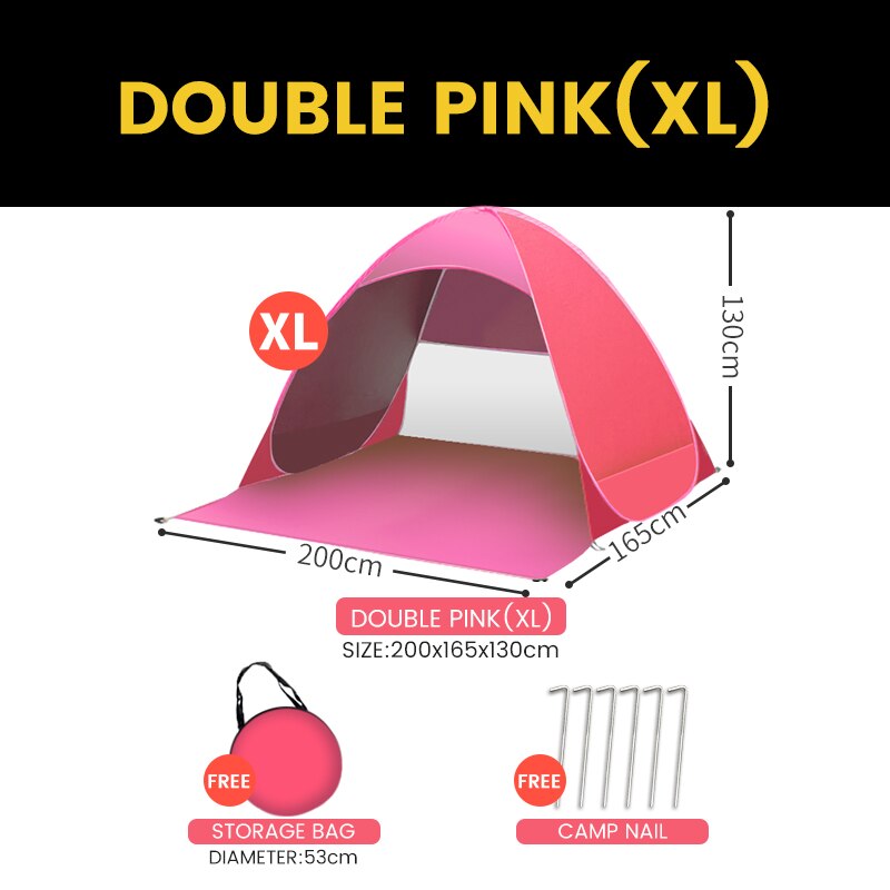 Carpas plegables para Picnic en la playa, refugio solar, portátil, para exteriores: Pink-XL