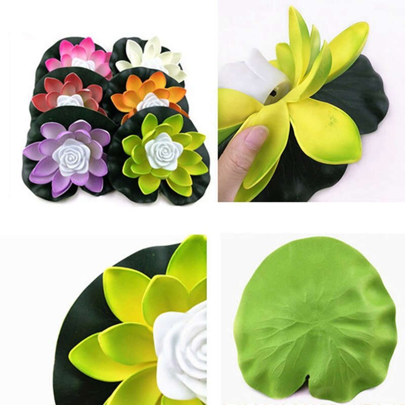 Lotus Flower Shape Pond Lantern Light Floating Led Festival Outdoor Solar Powered Waterproof Garden Decorative Lighting Lamp