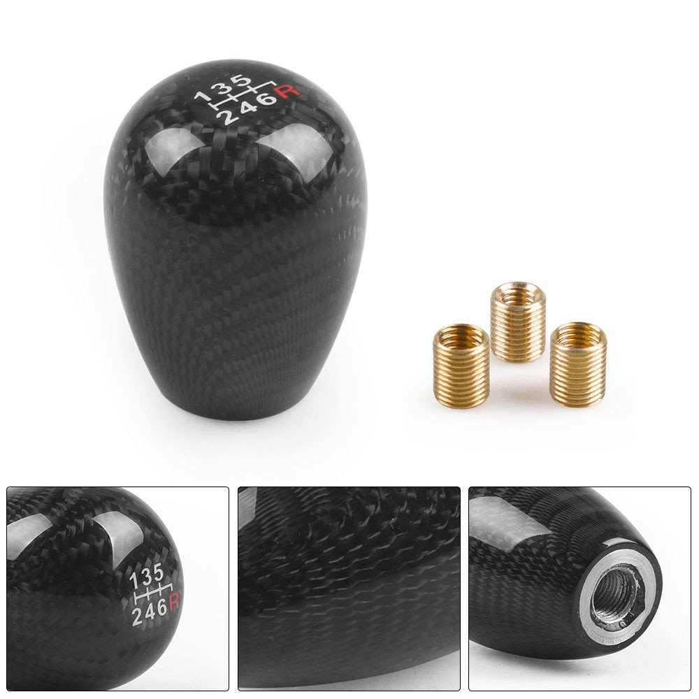 Racing 5 6 SPEED Gear Shift Knob Manual Real Carbon Fiber Shift Knob 57MM Stick Shifter Lever Knob