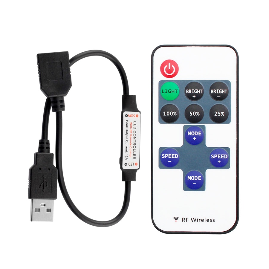 11 schlüssel USB RF Fernbedienung Für LED Streifen Mini Dimmer 5V USB Led Remote Controller Für 5050/2835 Einzigen farbe