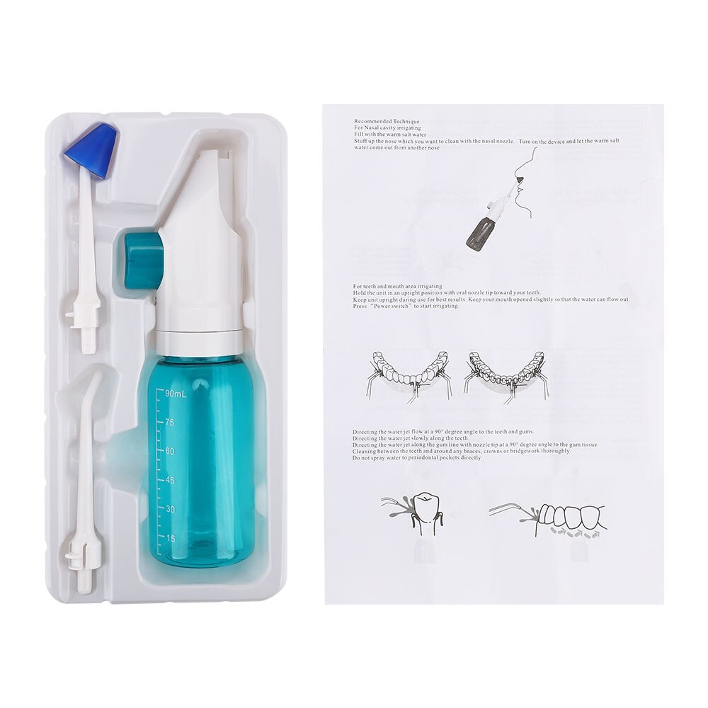 Portable Oral Irrigator Dental Irrigator 2 Tips Water Dental Flosser Nasal Irrigators Water Jet Teeth Cleaner