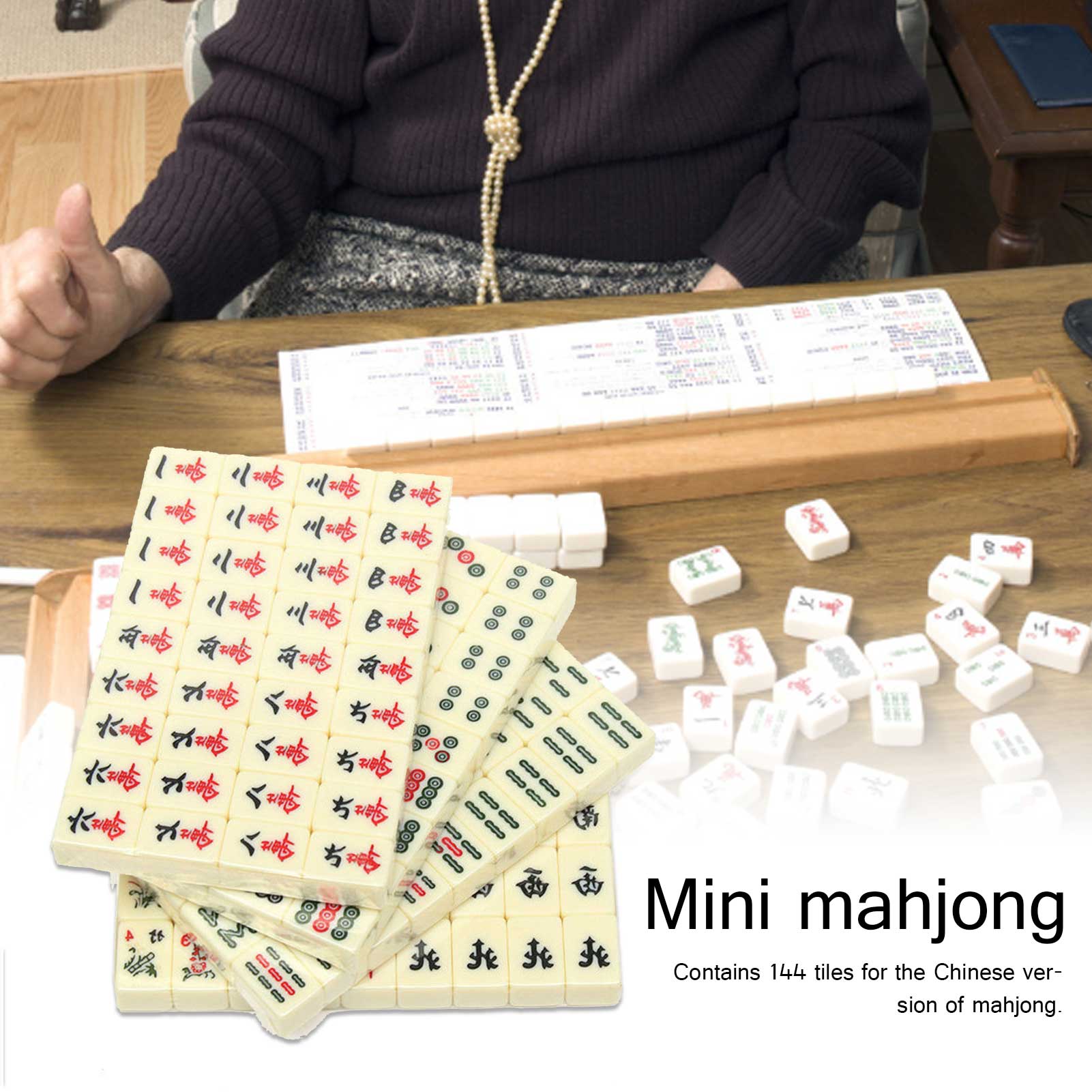 Draagbare Mahjong Chinese 144 Tegels Mah-Jong Set Met Lederen Doos