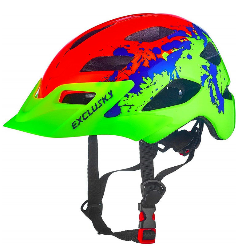 EXCLUSKY Kids Bike Helmet Child Size 50~57cm Fit for 5~13 Years Red Mtb Cycling Helmet Bicycle safety protection Sport Cap E: 04