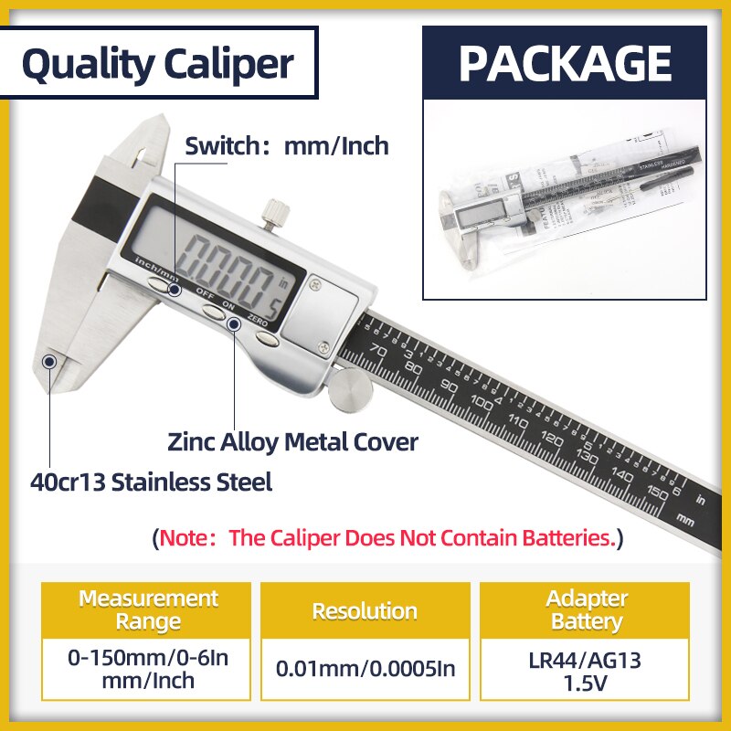 IP54 Digital Caliper Metal Gauge Digital Micrometer Stainless Steel Digital Pachymeter Vernier Calipers Depth Measuring Tools: Quality Caliper