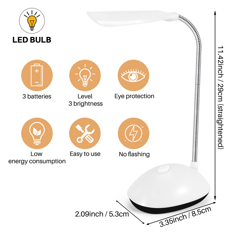 Bsevb-light led bureaulamp met 360 graden draaibare oogbescherming, leeslamp voor kinderen en studenten, led bureaulamp voor thuis, wit