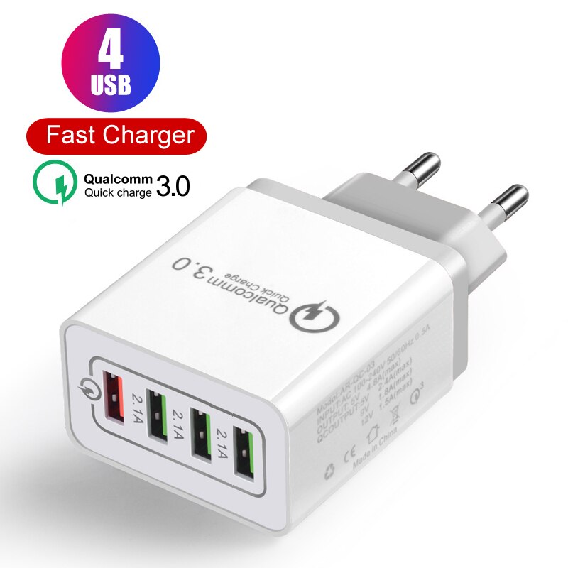 30W Pd Fast Charger Voor Iphone 12 11 Pro Max Quick Charge 3.0 Usb Type C Qc 4.0 Charger voor Samsung S20 S21 S10 S9 Plus Note 20: 4USB