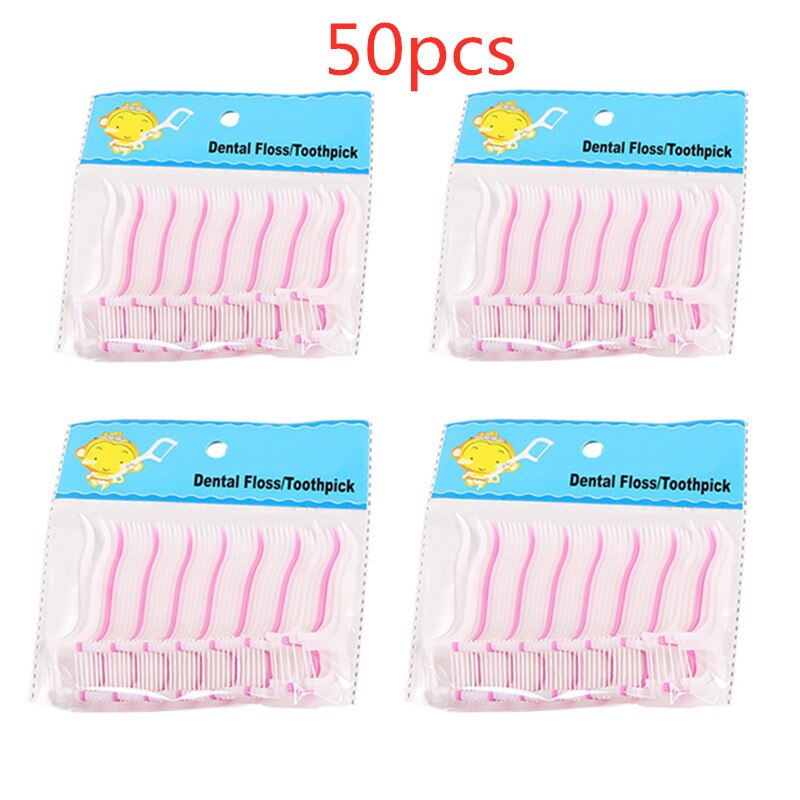 50Pcs Persoonlijke Flossers Oral Floss Tooth Pick Tandenstokers Tanden Care S8jN: Zilver