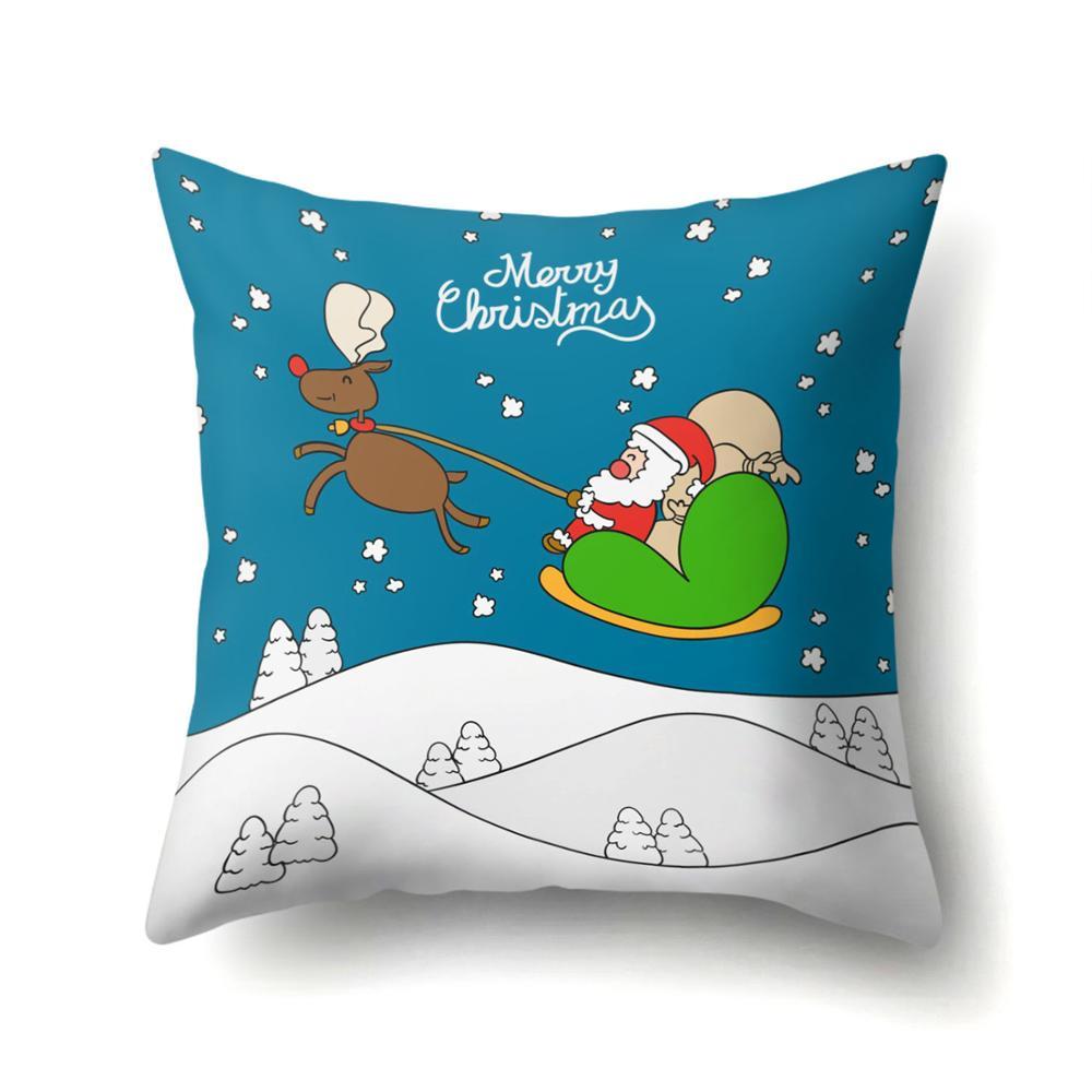 Mignon cerf noël housse de coussin Polyester décoratif jeter oreiller noël nouvel an décor à la maison cojines decorativos para canapé 40543: 2BZ-40543-099