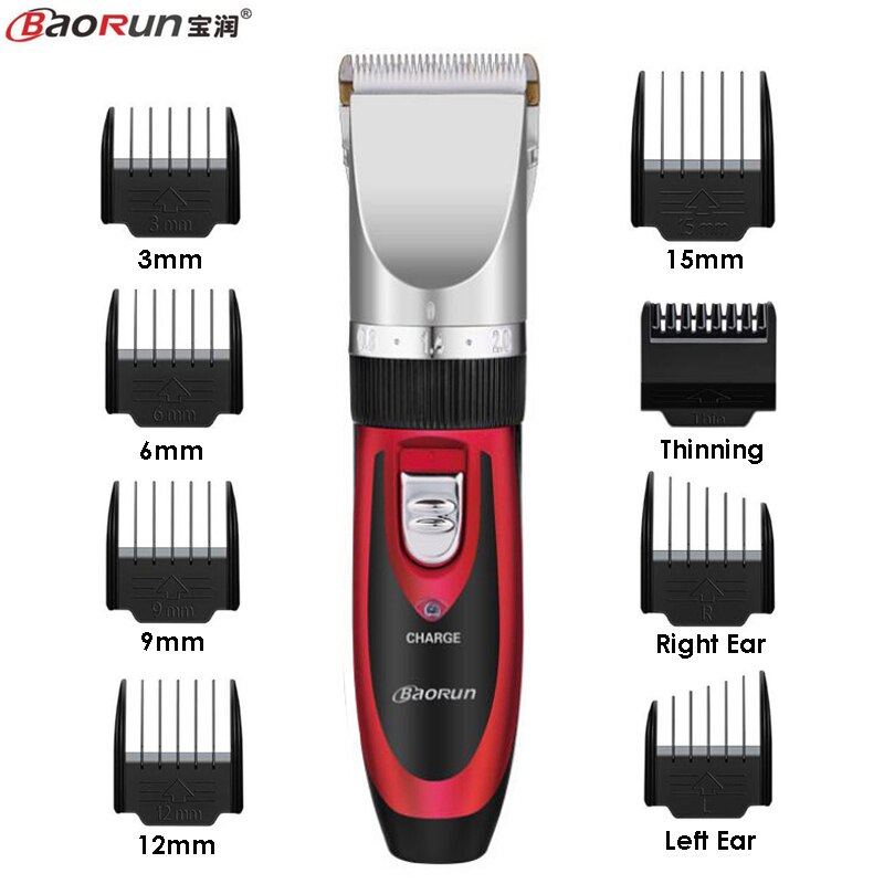 BaoRun Clipper Hair Trimmer Men Electric Cutter Hair Cutting Machine Haircut For Barber Ceramic Blade Nozzles 15mm