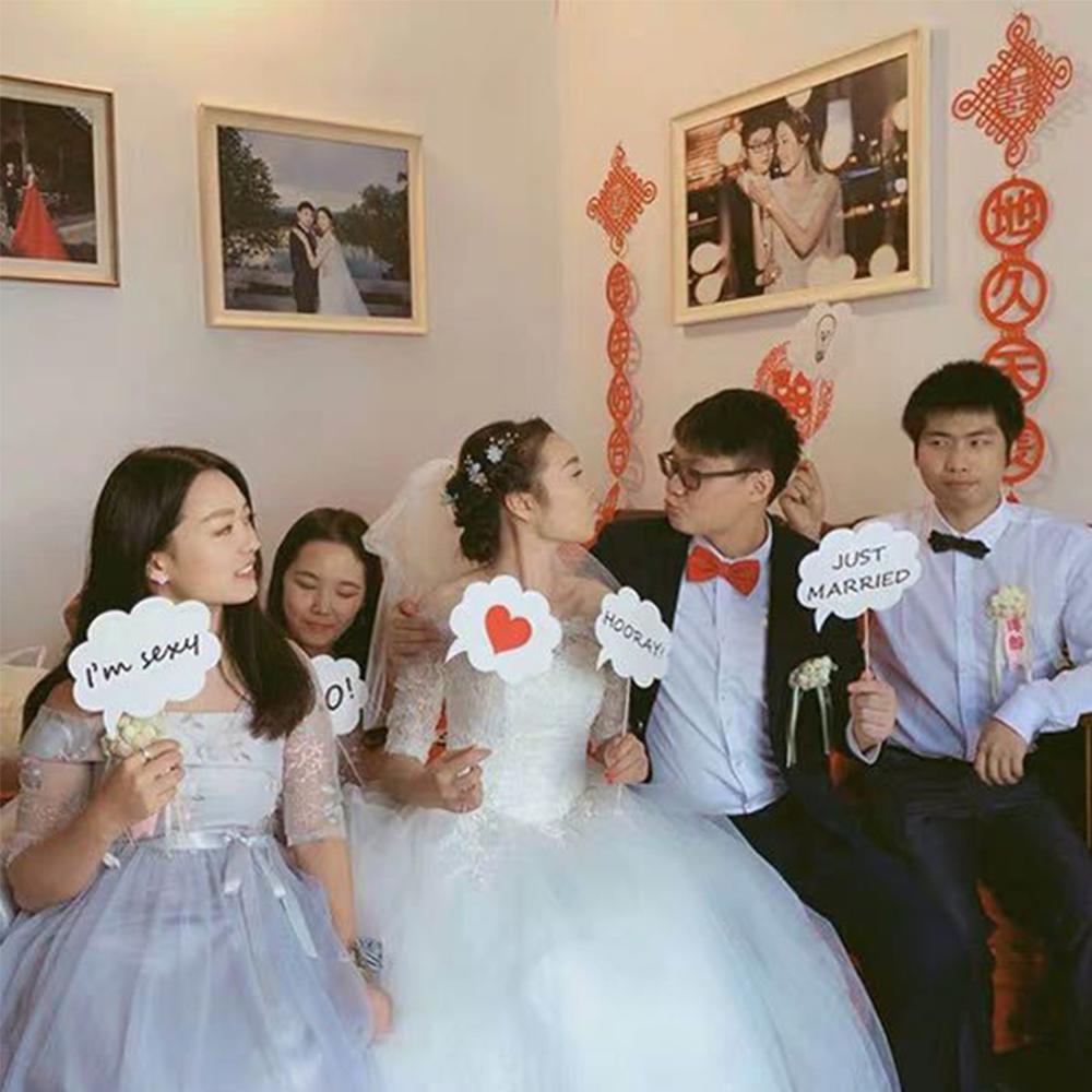 8pcs White Wedding Photograph Booth Props DIY Lips Glasses Photobooth Heart Bubble Wedding Accessories Party Photograph Supplies