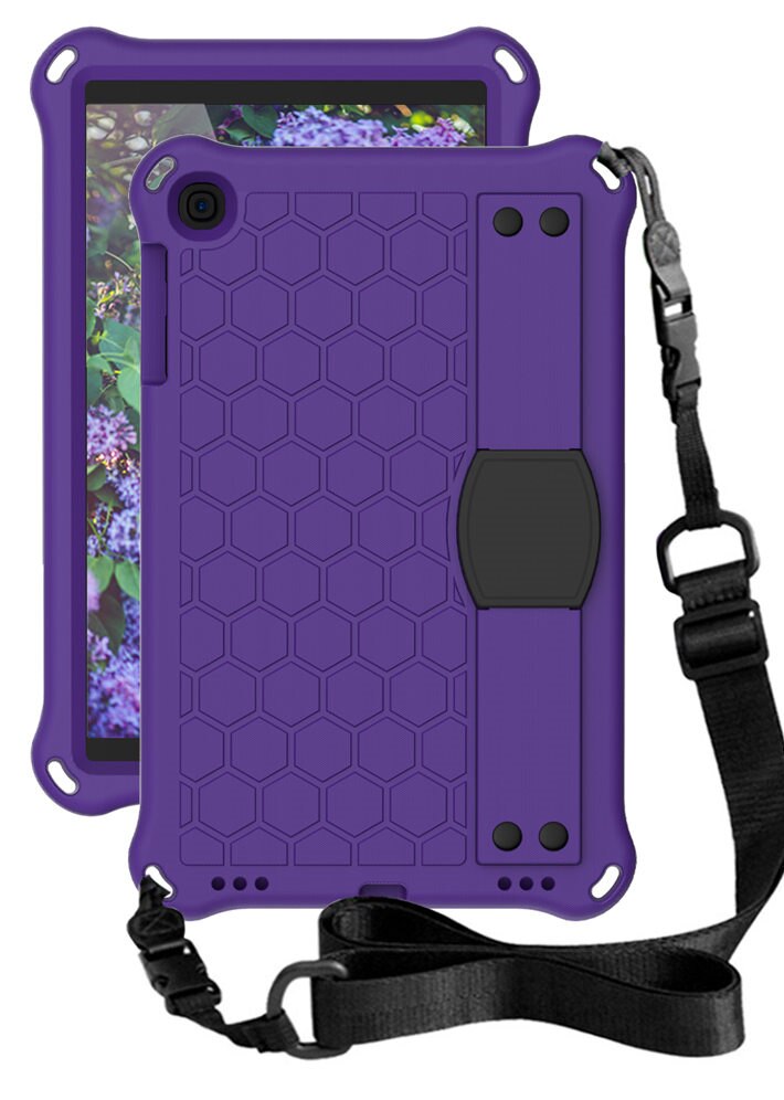 EVA Tablet PC Cover Case For Samsung Galaxy Tab A 10.1inch T510 T515 Full Body Protective Shell Hand Grip Shoulder Strap: Purple Black