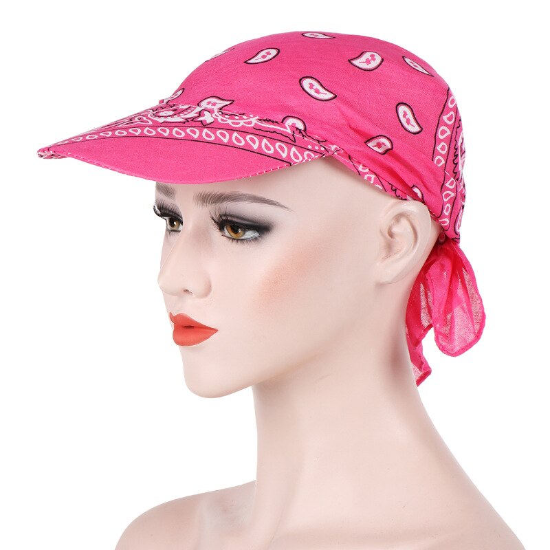 Women Head Scarf Visor Hat with Wide Brim Sunhat Summer Beach Sun Hats Female Casual Printed Cap Women Headscarf Baseball Cap: Color 8