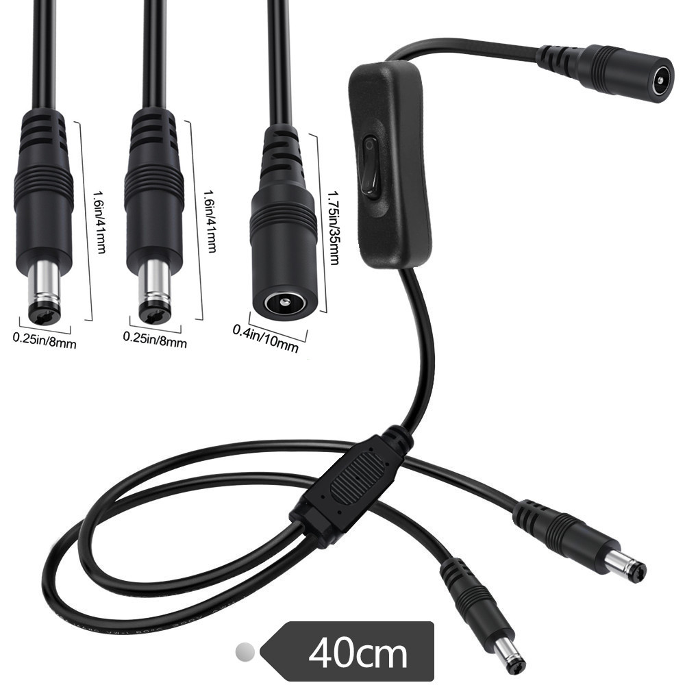DC5521 DC5525 One split, two female to two male Y-shaped splitter power cord with 304 switch wire