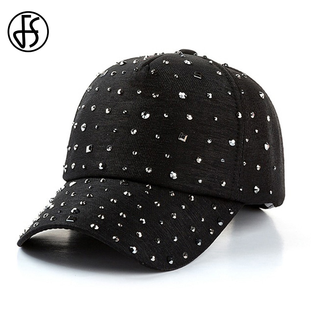 Fs trendiga rhinestone face kepsar för kvinnor vinter snapback hip hop svart vit baseball kepsar män ben truck hatt casquette